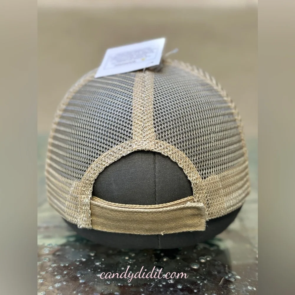 Unique Handmade Cherry Blossom Distressed Studded LV Tan Ball Cap - Picture 10 of 11